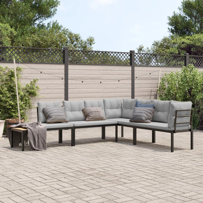 Ensemble de banc de jardin avec coussins 4 pcs noir