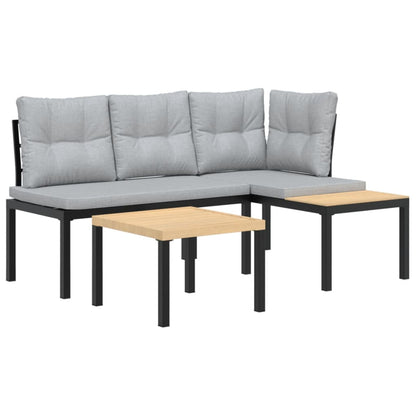 Ensemble de banc de jardin avec coussins 3 pcs noir