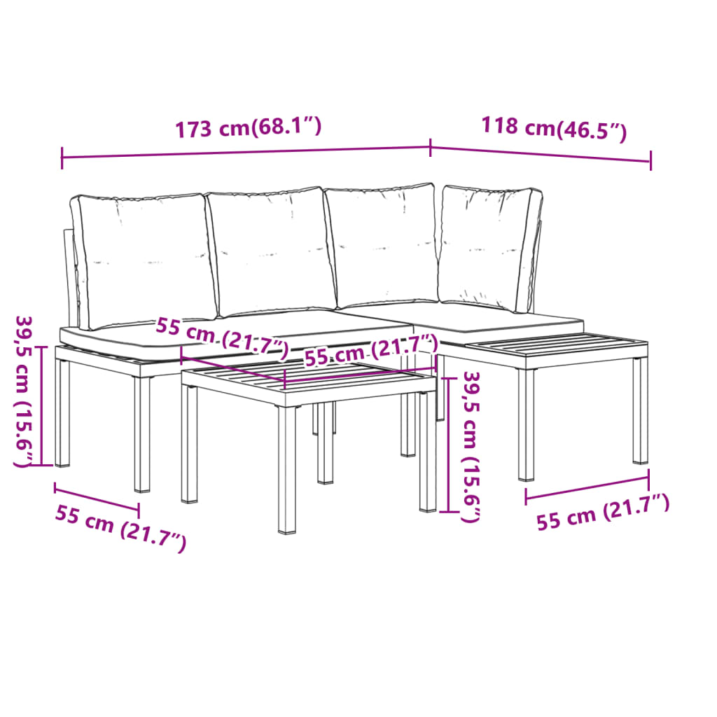 Ensemble de banc de jardin avec coussins 3 pcs noir