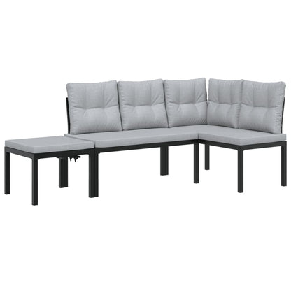 Ensemble de banc de jardin avec coussins 3 pcs noir