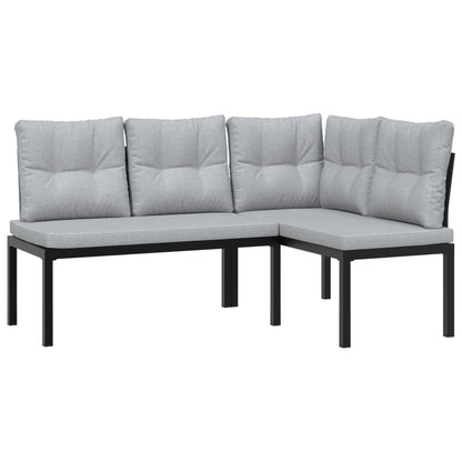 Ensemble de banc de jardin avec coussins 3 pcs noir