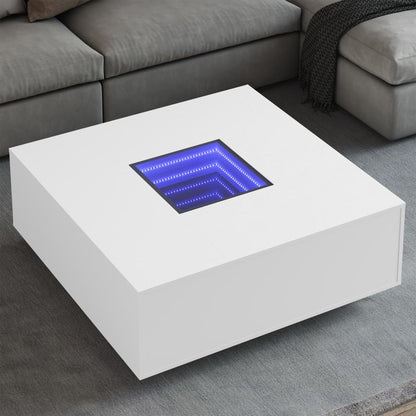 Table basse avec LED infini blanc 100x100x40 cm