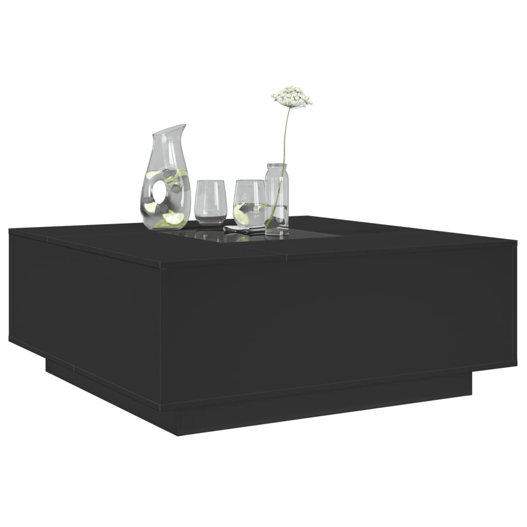 Table basse avec LED infini noir 100x100x40 cm