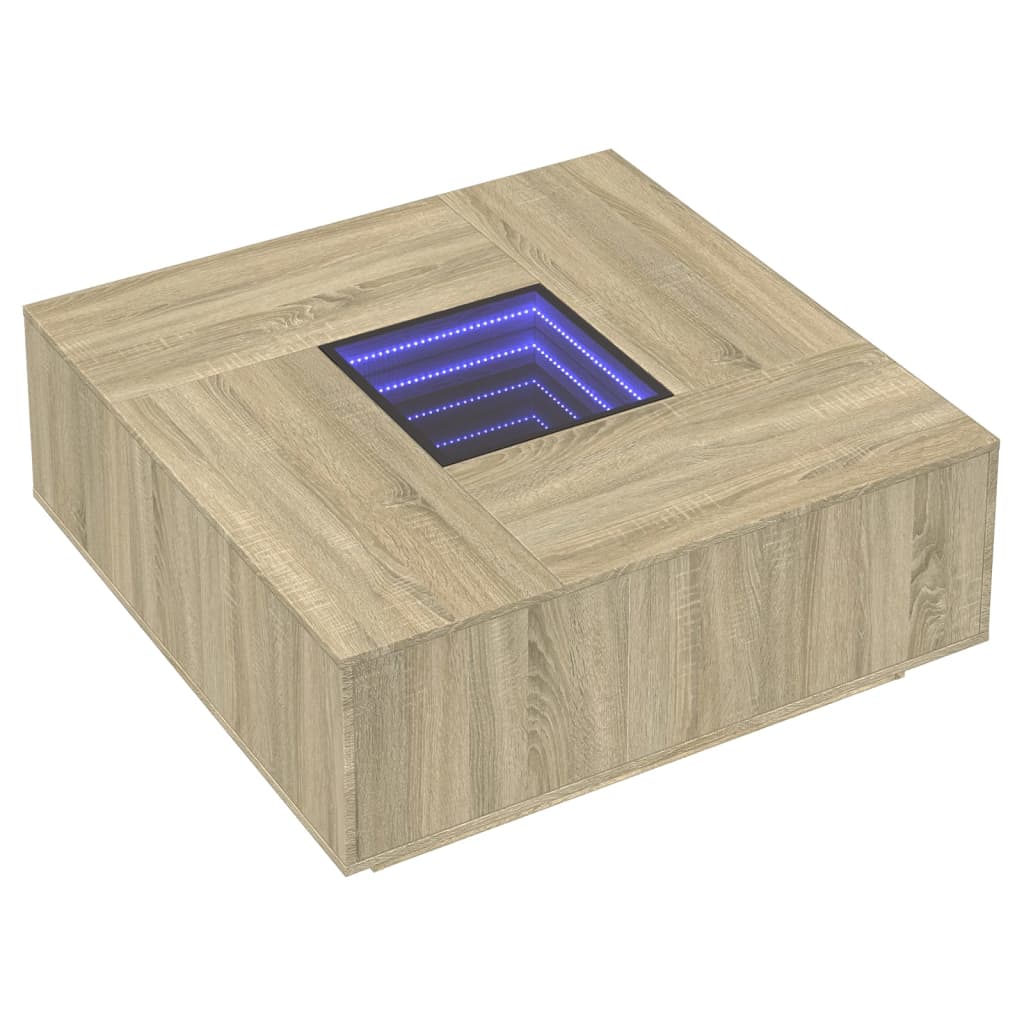 Table basse avec LED infini chêne sonoma 100x100x40 cm