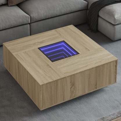 Table basse avec LED infini chêne sonoma 100x100x40 cm