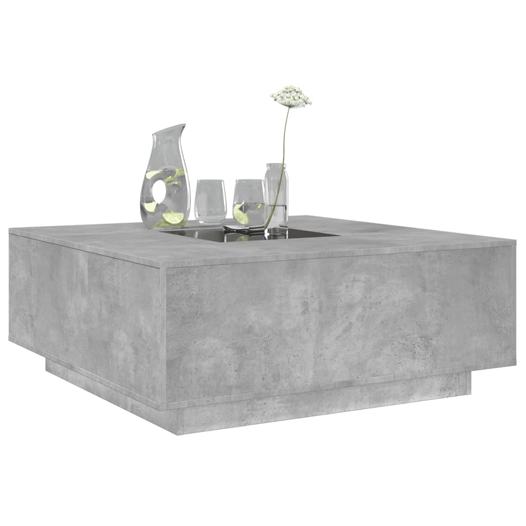 Table basse avec LED infini gris béton 100x100x40 cm