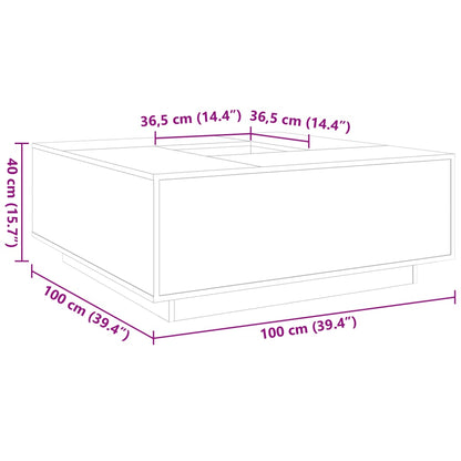 Table basse noir 100x100x40 cm bois d'ingénierie