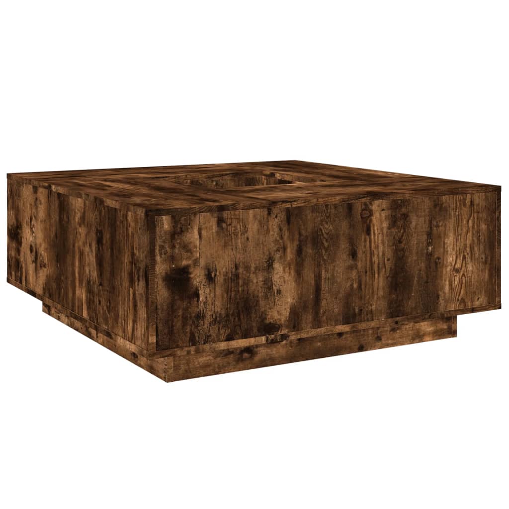 Table basse chêne fumé 100x100x40 cm bois d'ingénierie