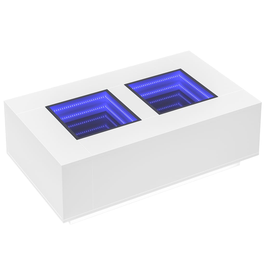 Table basse avec LED infini blanc 116x69x40 cm