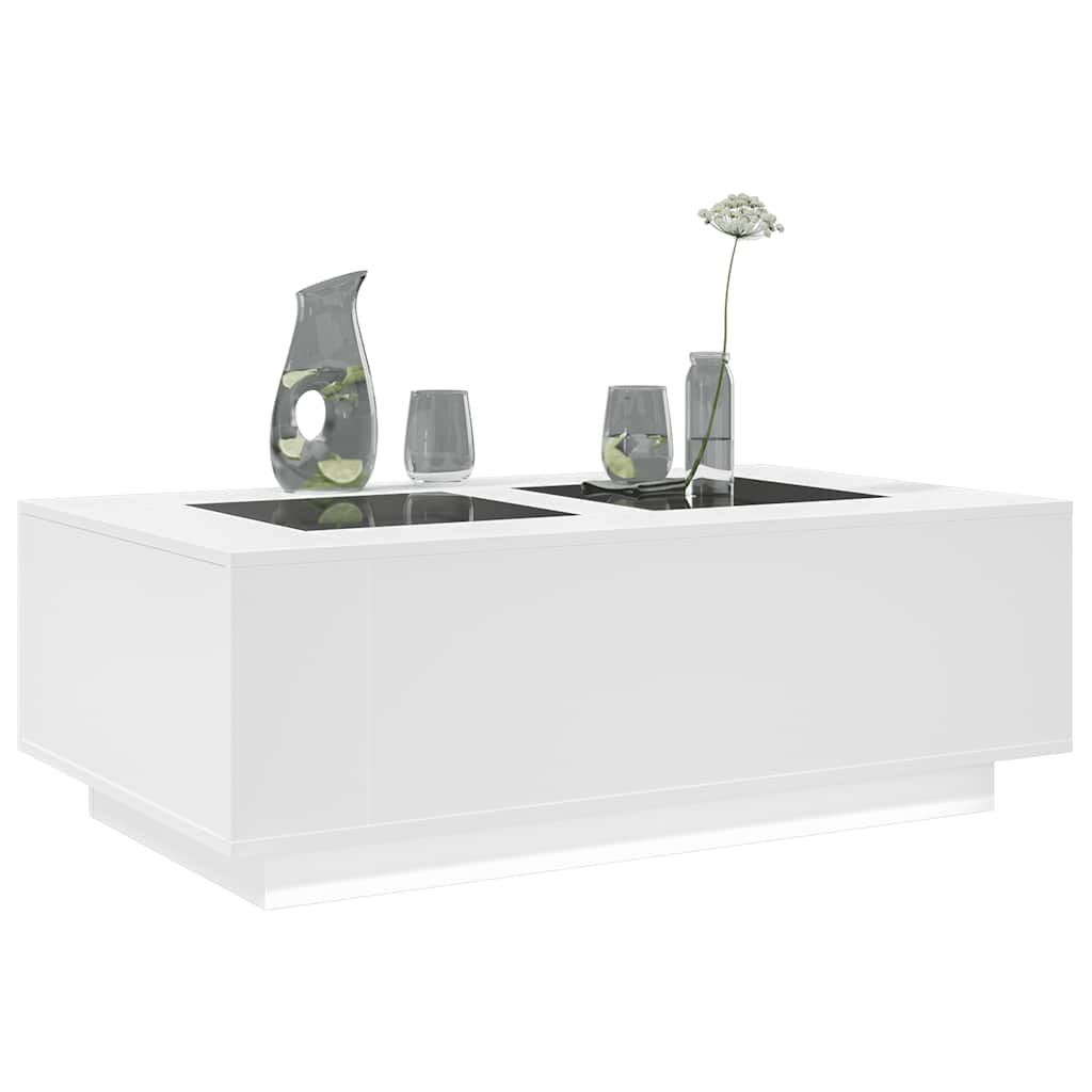 Table basse avec LED infini blanc 116x69x40 cm