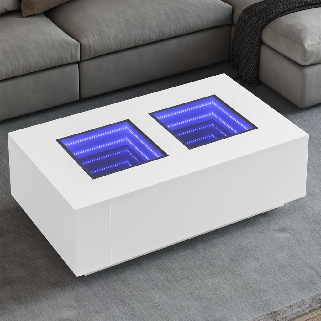 Table basse avec LED infini blanc 116x69x40 cm