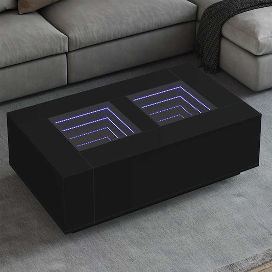 Table basse avec LED infini noir 116x69x40 cm