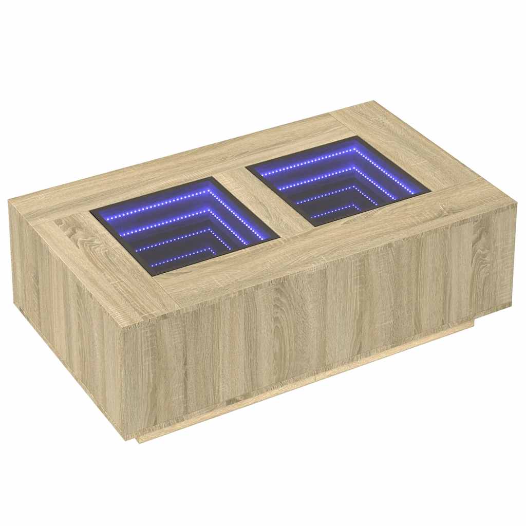 Table basse avec LED infini chêne sonoma 116x69x40 cm