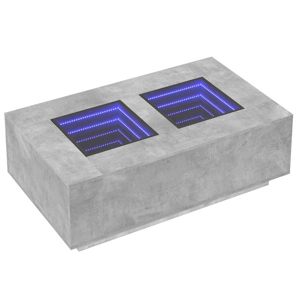 Table basse avec LED infini gris béton 116x69x40 cm