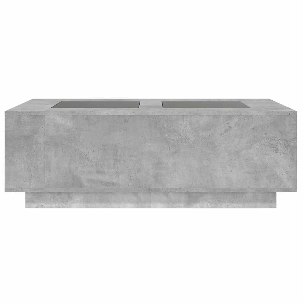 Table basse avec LED infini gris béton 116x69x40 cm