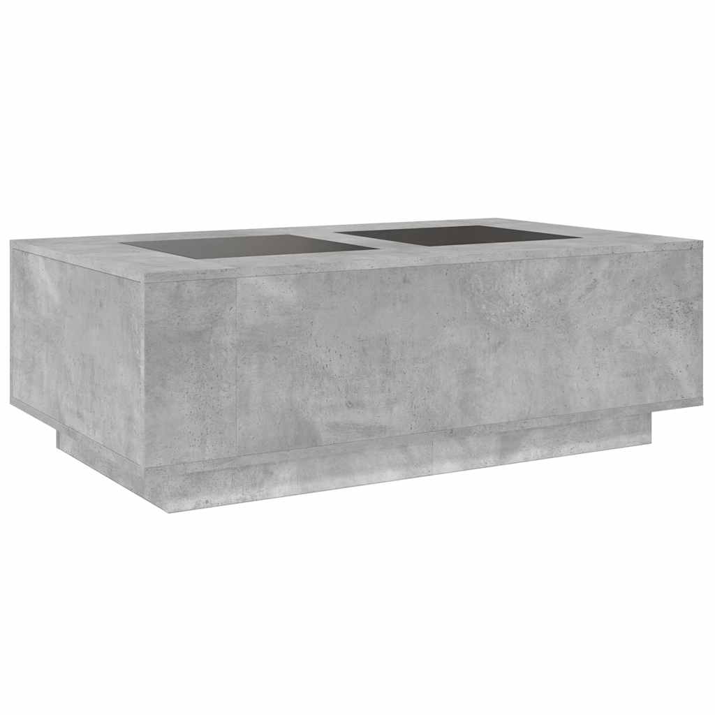 Table basse avec LED infini gris béton 116x69x40 cm