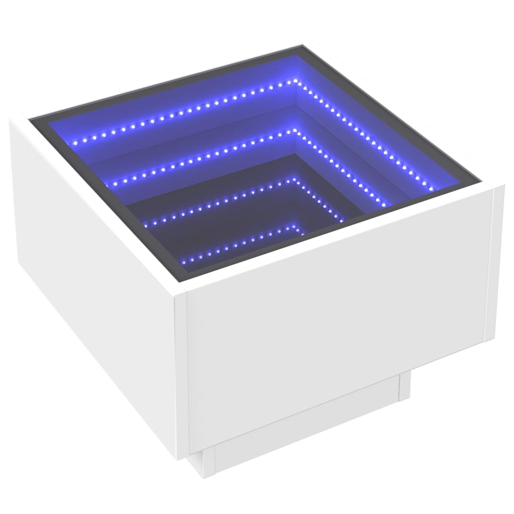 Table de chevet avec LED infini blanc 40x40x30 cm