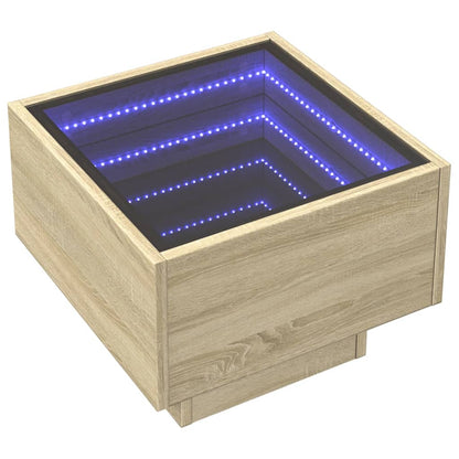 Table de chevet avec LED infini chêne sonoma 40x40x30 cm