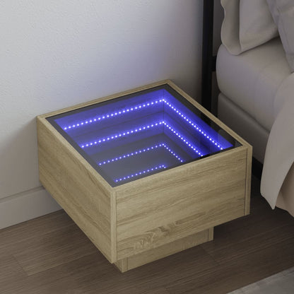 Table de chevet avec LED infini chêne sonoma 40x40x30 cm