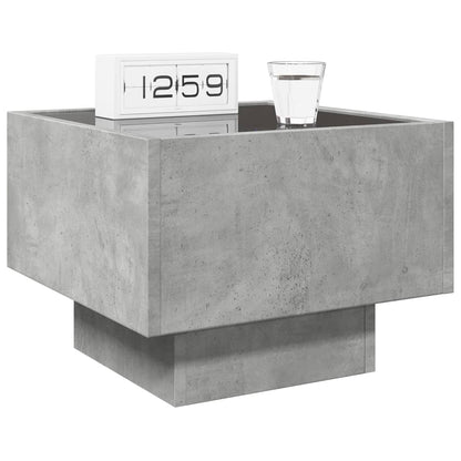 Table de chevet avec LED infini gris béton 40x40x30 cm