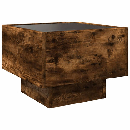 Table de chevet avec LED infini chêne fumé 40x40x30 cm