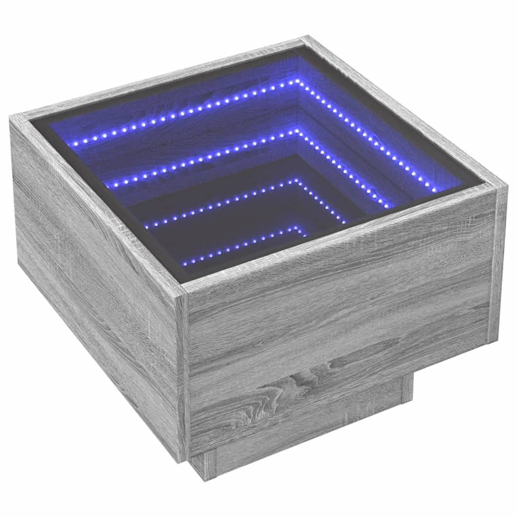 Table de chevet avec LED infini sonoma gris 40x40x30 cm