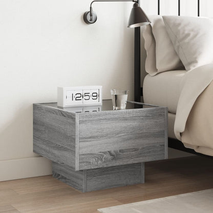 Table de chevet avec LED infini sonoma gris 40x40x30 cm