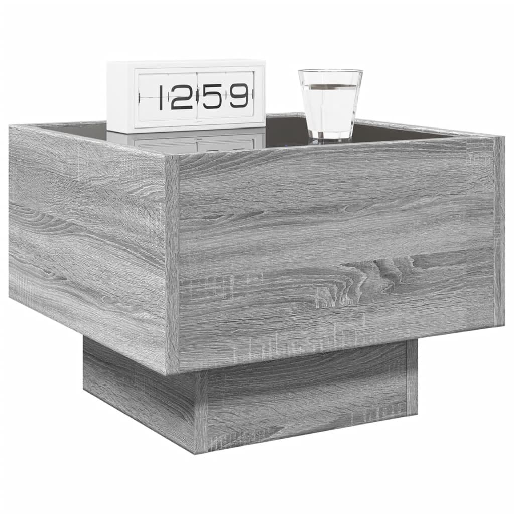 Table de chevet avec LED infini sonoma gris 40x40x30 cm