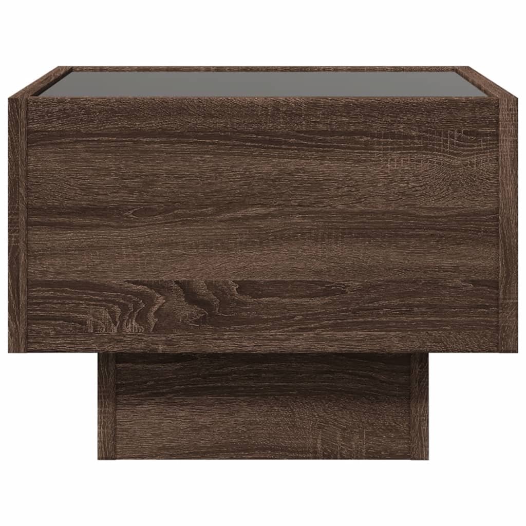 Table de chevet avec LED infini chêne marron 40x40x30 cm