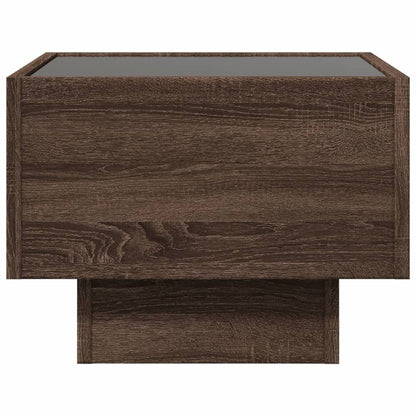 Table de chevet avec LED infini chêne marron 40x40x30 cm