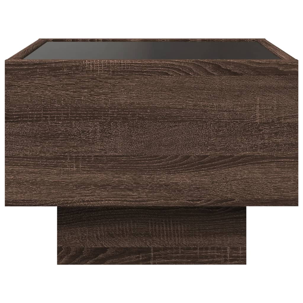 Table de chevet avec LED infini chêne marron 40x40x30 cm