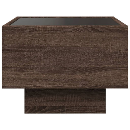 Table de chevet avec LED infini chêne marron 40x40x30 cm