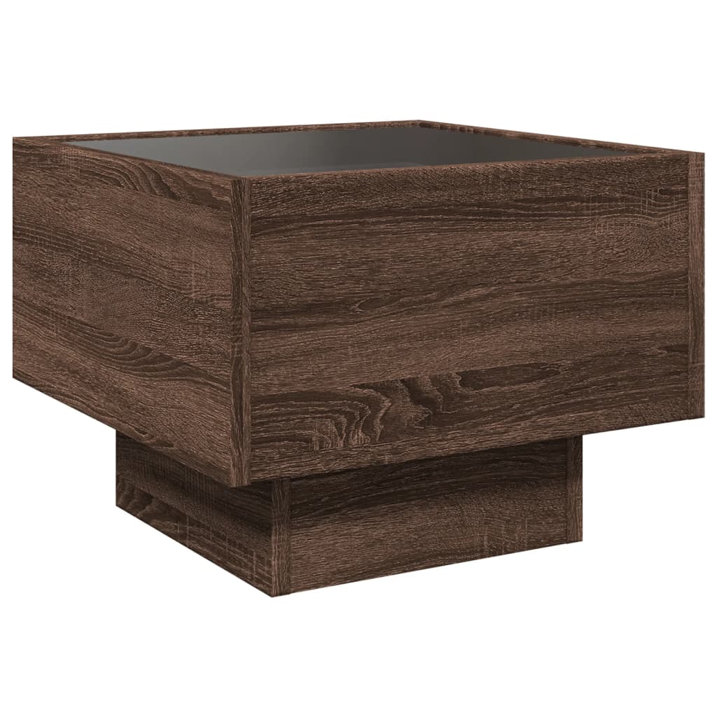 Table de chevet avec LED infini chêne marron 40x40x30 cm