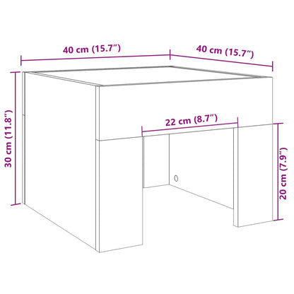 Table de chevet avec LED infini blanc 40x40x30 cm