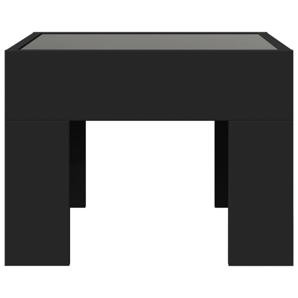 Table de chevet avec LED infini noir 40x40x30 cm