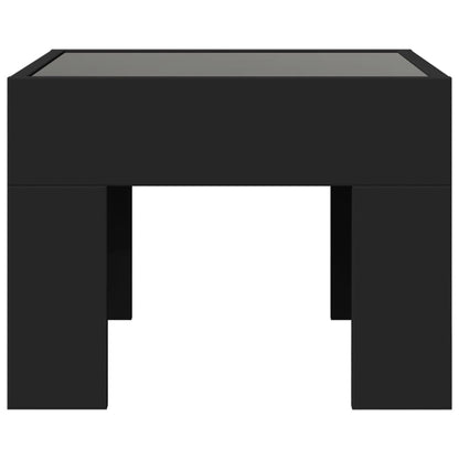 Table de chevet avec LED infini noir 40x40x30 cm