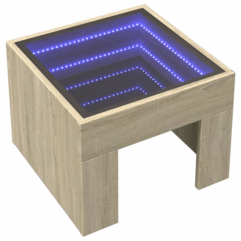 Table de chevet avec LED infini chêne sonoma 40x40x30 cm