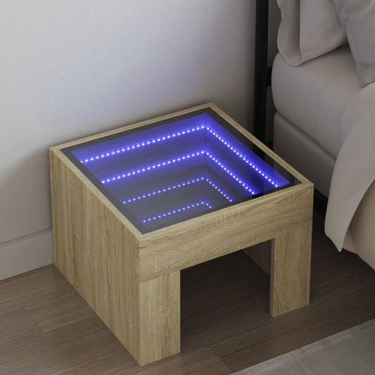 Table de chevet avec LED infini chêne sonoma 40x40x30 cm