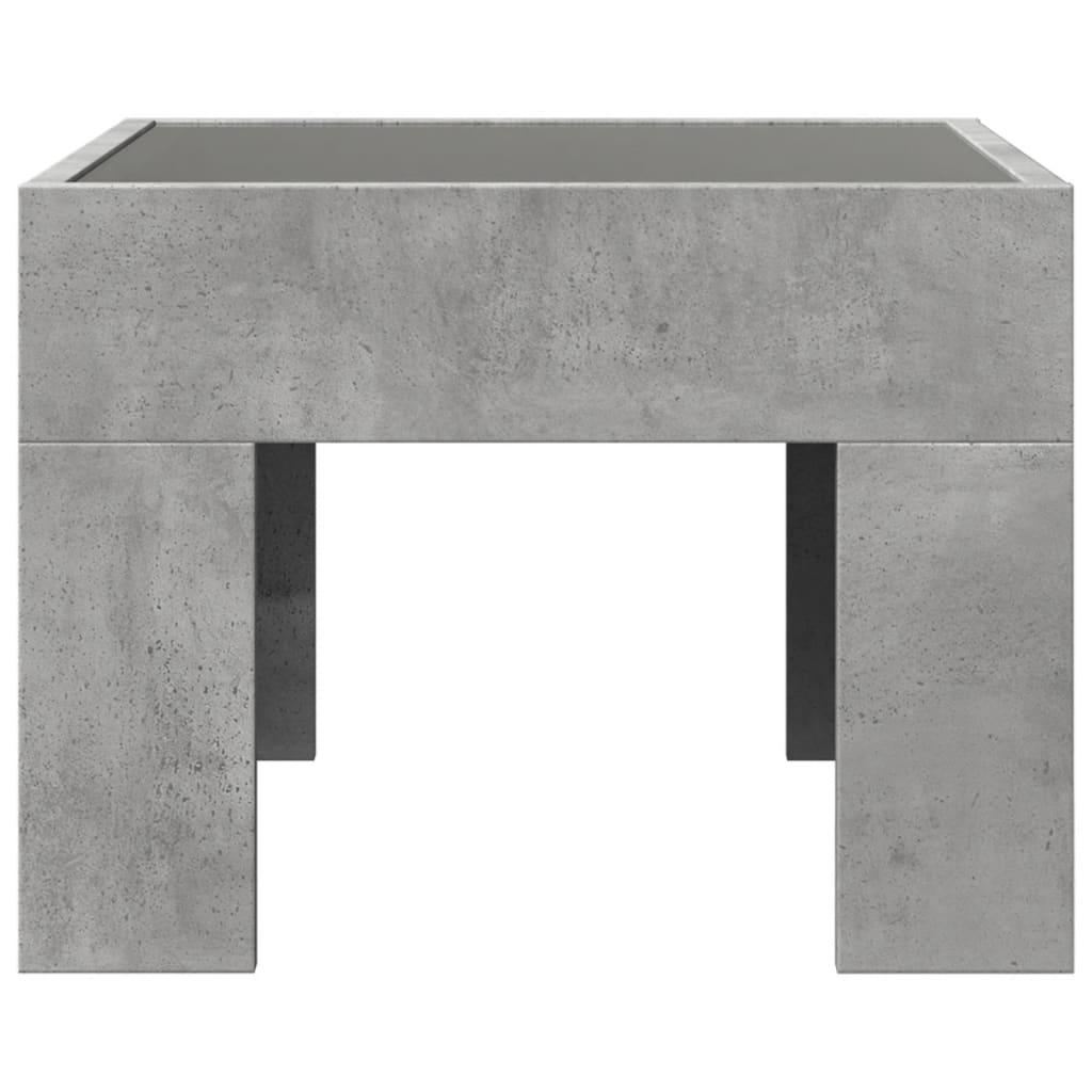 Table de chevet avec LED infini gris béton 40x40x30 cm