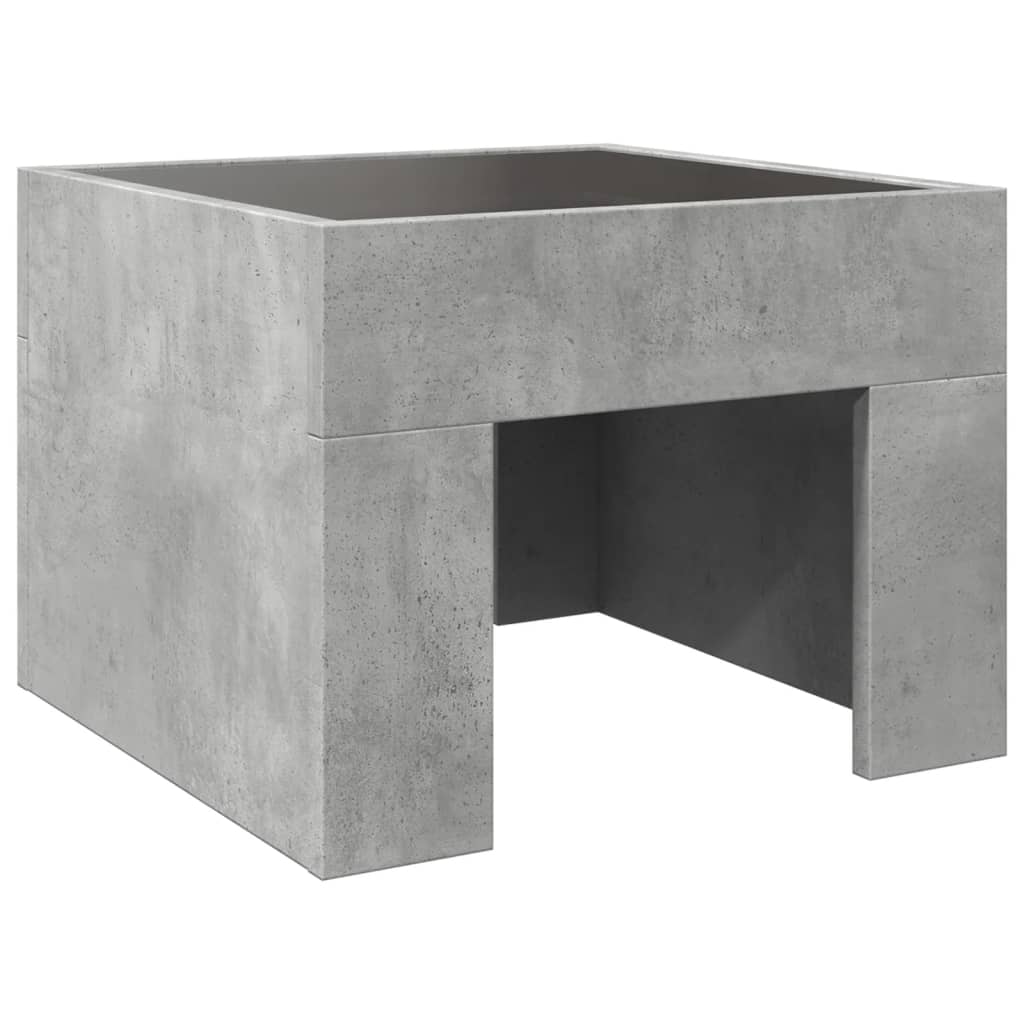 Table de chevet avec LED infini gris béton 40x40x30 cm