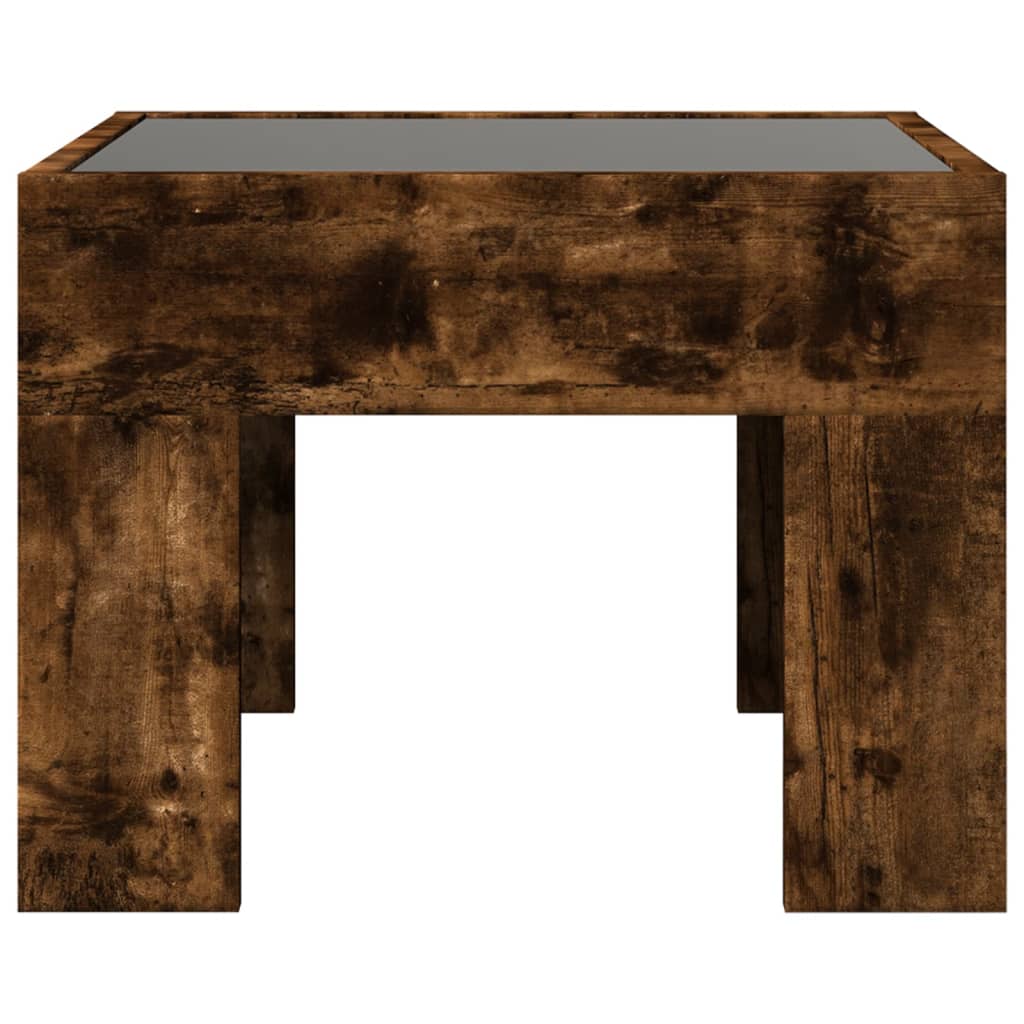 Table de chevet avec LED infini chêne fumé 40x40x30 cm