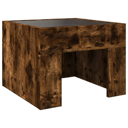 Table de chevet avec LED infini chêne fumé 40x40x30 cm