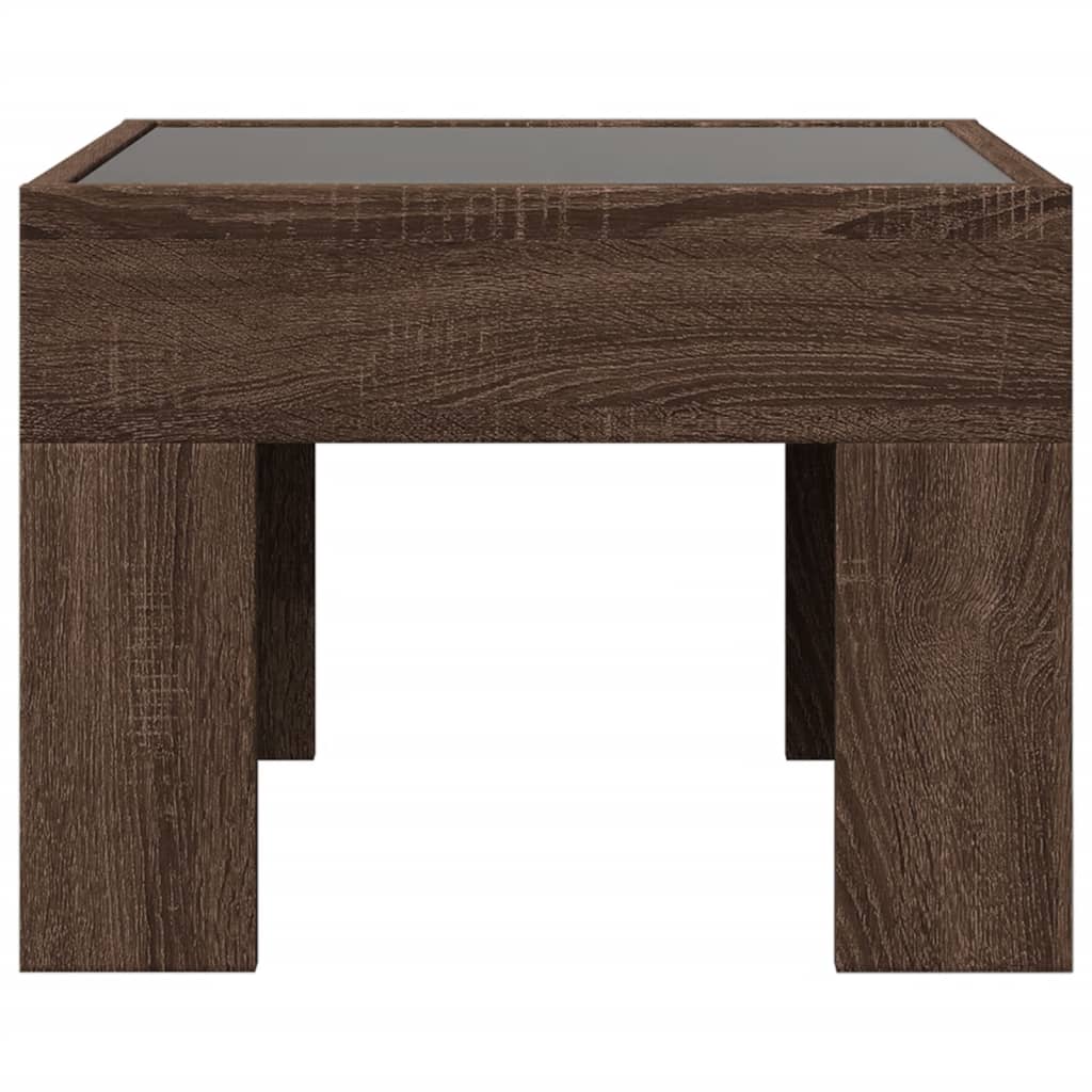 Table de chevet avec LED infini chêne marron 40x40x30 cm