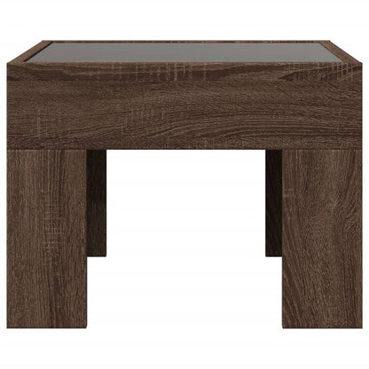 Table de chevet avec LED infini chêne marron 40x40x30 cm