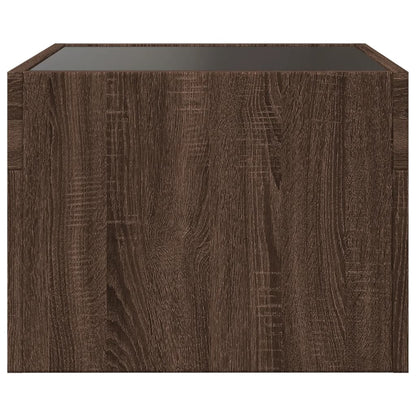 Table de chevet avec LED infini chêne marron 40x40x30 cm