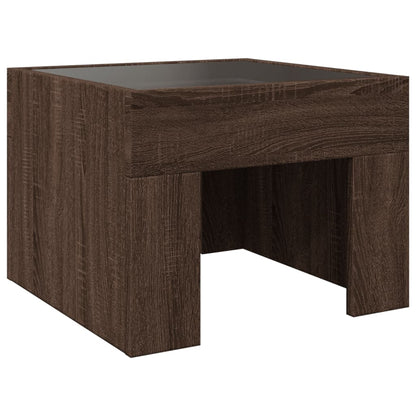 Table de chevet avec LED infini chêne marron 40x40x30 cm