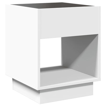 Table de chevet avec LED infini blanc 40x40x50 cm