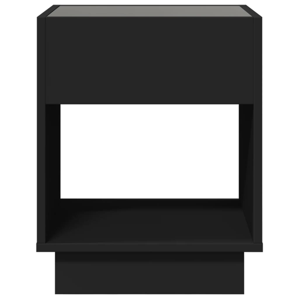 Table de chevet avec LED infini noir 40x40x50 cm