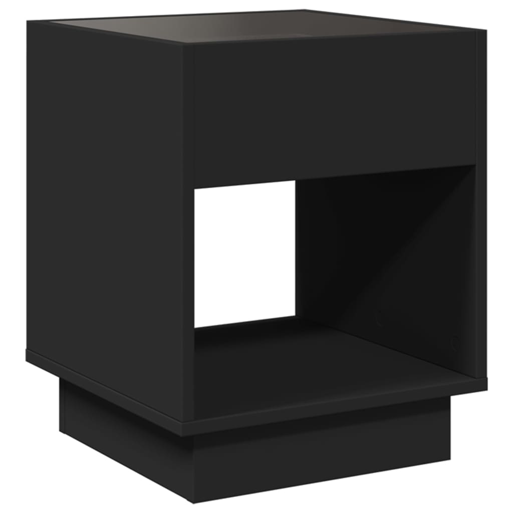 Table de chevet avec LED infini noir 40x40x50 cm