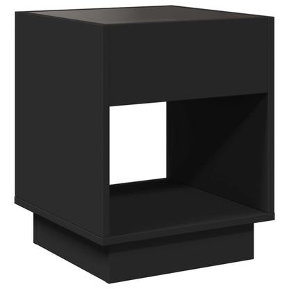 Table de chevet avec LED infini noir 40x40x50 cm